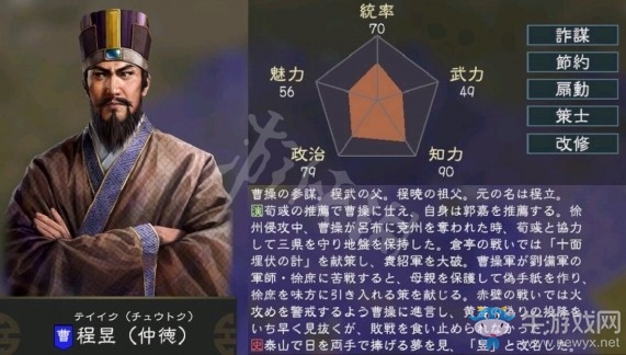 《三國志14》程昱特性介紹
