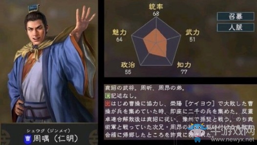 《三國(guó)志14》武將周喁全解析