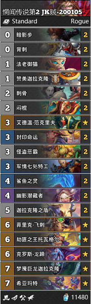 《爐石傳說》巨龍降臨惘聞傳說第2JK賊卡組推薦