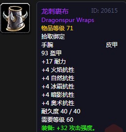 《魔獸世界懷舊服》龍刺裹布屬性介紹