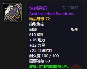 《魔獸世界懷舊服》蝕刻肩鎧屬性介紹