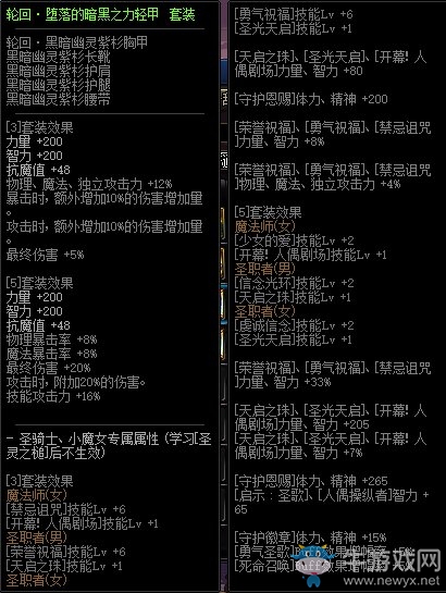 《DNF》輪回：墮落的暗黑之力輕甲套裝介紹