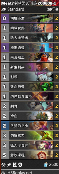 《爐石傳說》通靈學院Meati傳說第3刀賊卡組推薦