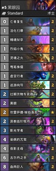 《爐石傳說》通靈學院T4黑眼園卡組推薦