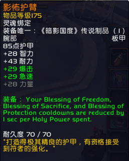 《魔獸世界》9.0奶騎橙腕甲屬性特效介紹