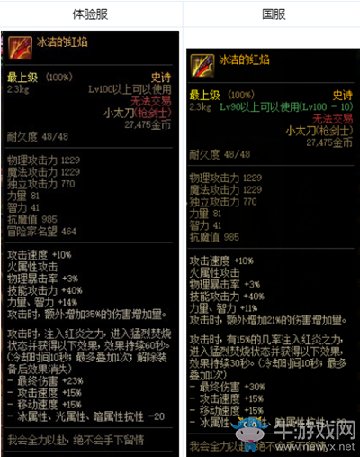 《DNF》冰潔的紅焰改動(dòng)介紹
