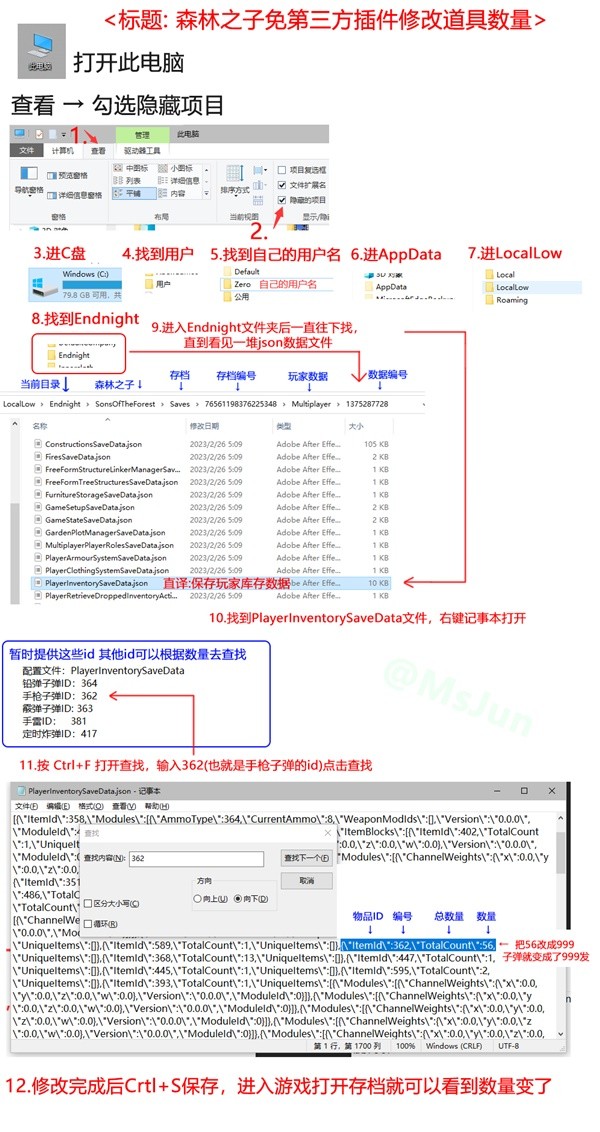 《森林之子》修改文檔子彈數(shù)量教程